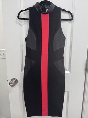 Jason Wu Black Midi Dress with Bold Red Center Stripe